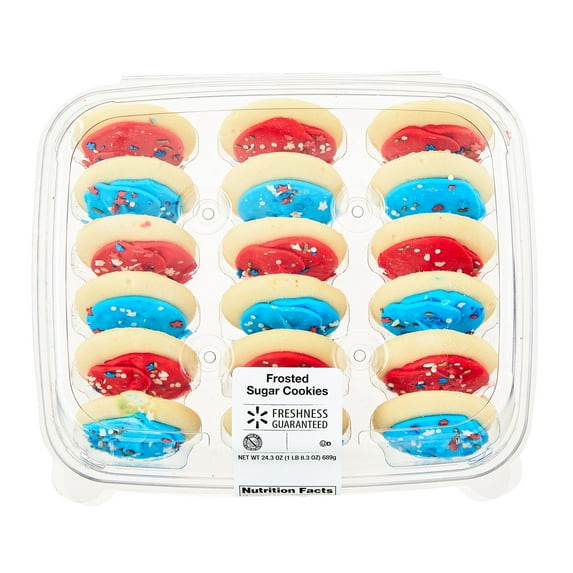 Freshness Guaranteed, Frosted Sugar Cookies, Blue and Red, 24.3 oz, 18 Count