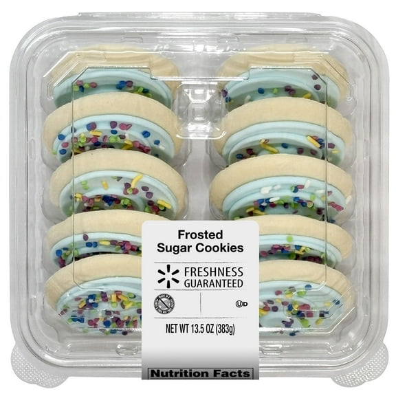 Freshness Guaranteed Frosted Sugar Cookies, Blue, Whole, 13.5 oz, 10 Count (Shelf-Stable)
