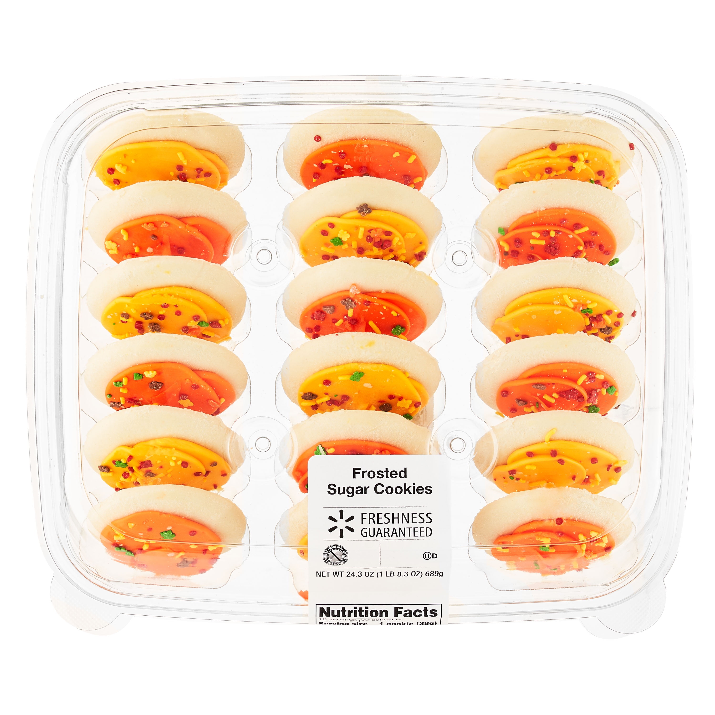 Freshness Guaranteed Frosted Sugar Cookies, Harvest Yellow and Orange 24.3 oz, 18 Count