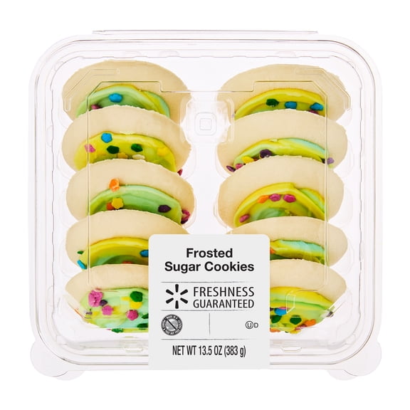 Freshness Guaranteed Rainbow Frosted Baked Sugar Cookies, 13.5 oz, 10 Count