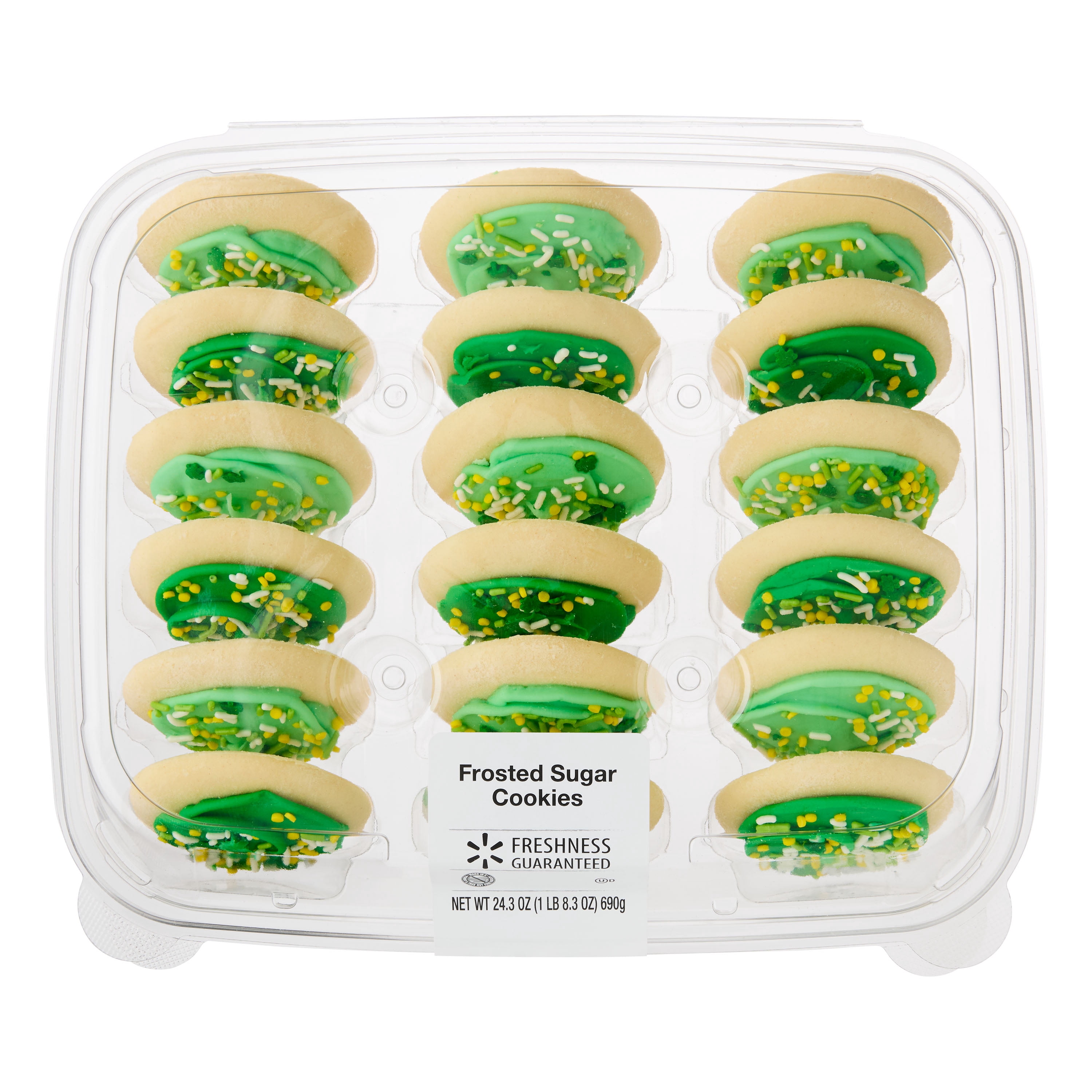 Freshness Guaranteed St Patrick's Day Frosted Sugar Cookies, 24.3 oz, 18 Count