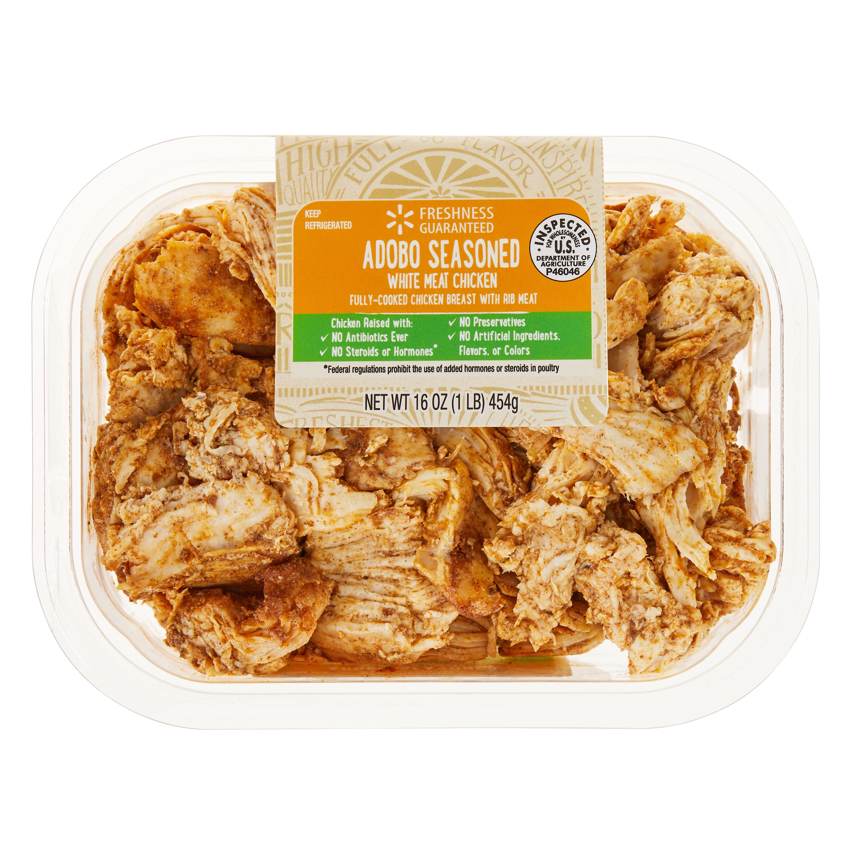 Freshness Guaranteed Fully Cooked Adobo Seasoned Shredded Chicken