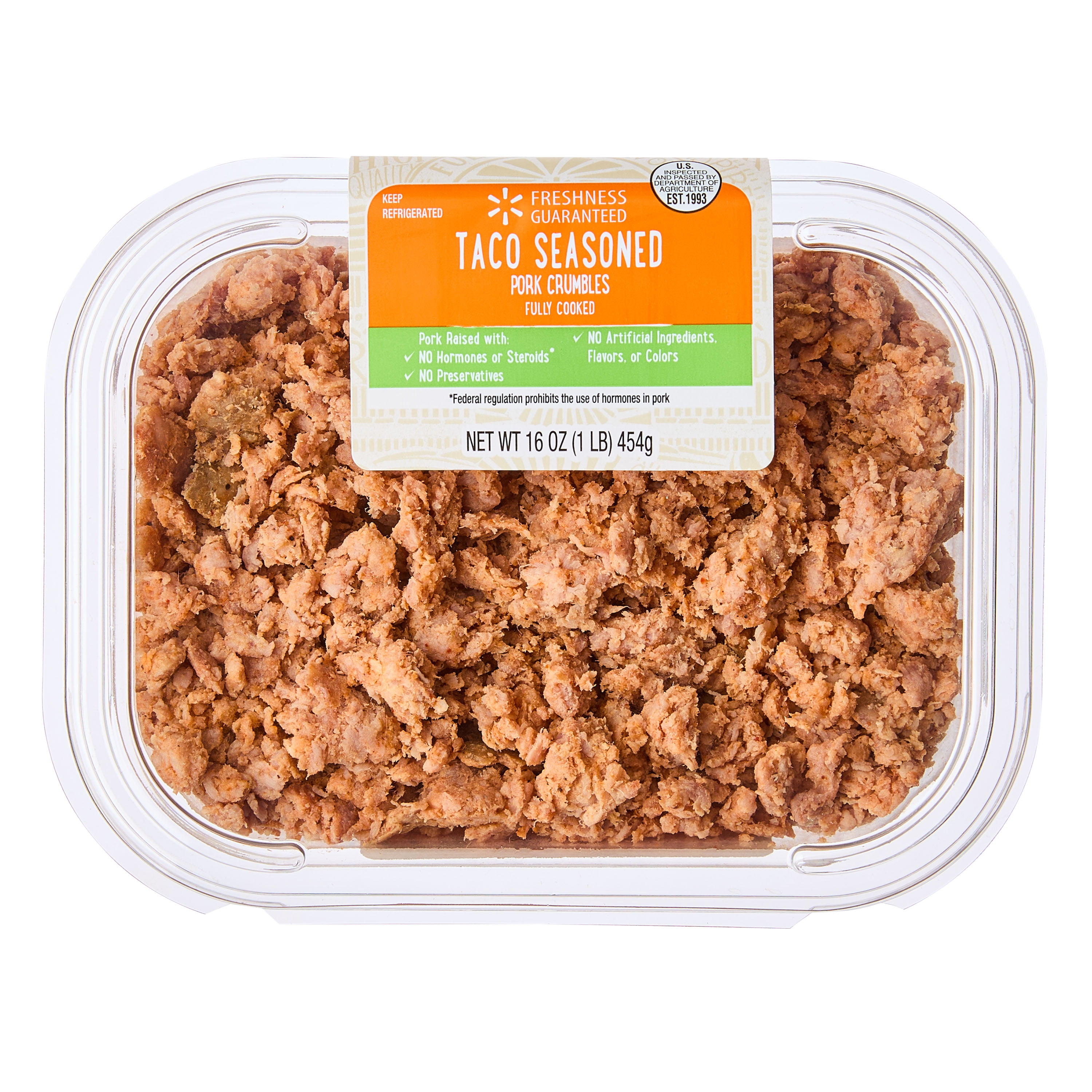 Freshness Guaranteed Fully Cooked Taco Seasoned Pork Crumbles, 16 oz, Refrigerated