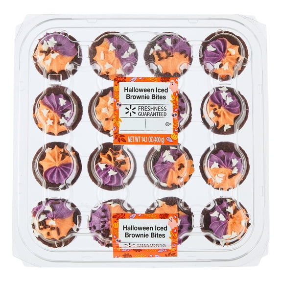 Freshness Guaranteed Halloween Iced Brownie Bites, 14.1 oz, 16 Count (Bakery Fresh, Sweet Dessert)