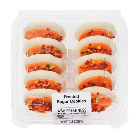 Freshness Guaranteed Harvest Orange Frosted Sugar Cookies, 13.5 oz, 10 Count (Shelf-Stable) Round and Ready to Eat