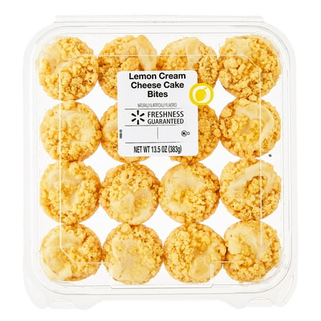 Freshness Guaranteed Lemon Cream Mini Cheese Cake Bites, 13.5 oz, 16 Count (Clamshell, Shelf-Stable/Ambient)