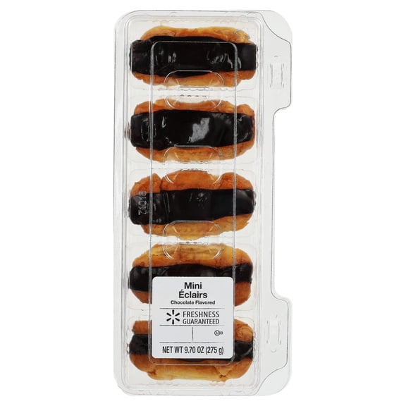 Freshness Guaranteed Mini Eclairs, 9.75 oz, 5 Count (Shelf-Stable) Baked, Iced, Clam Shell