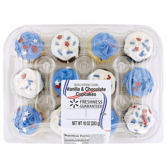 Freshness Guaranteed Patriotic Assorted Mini Cupcakes, 12 Count