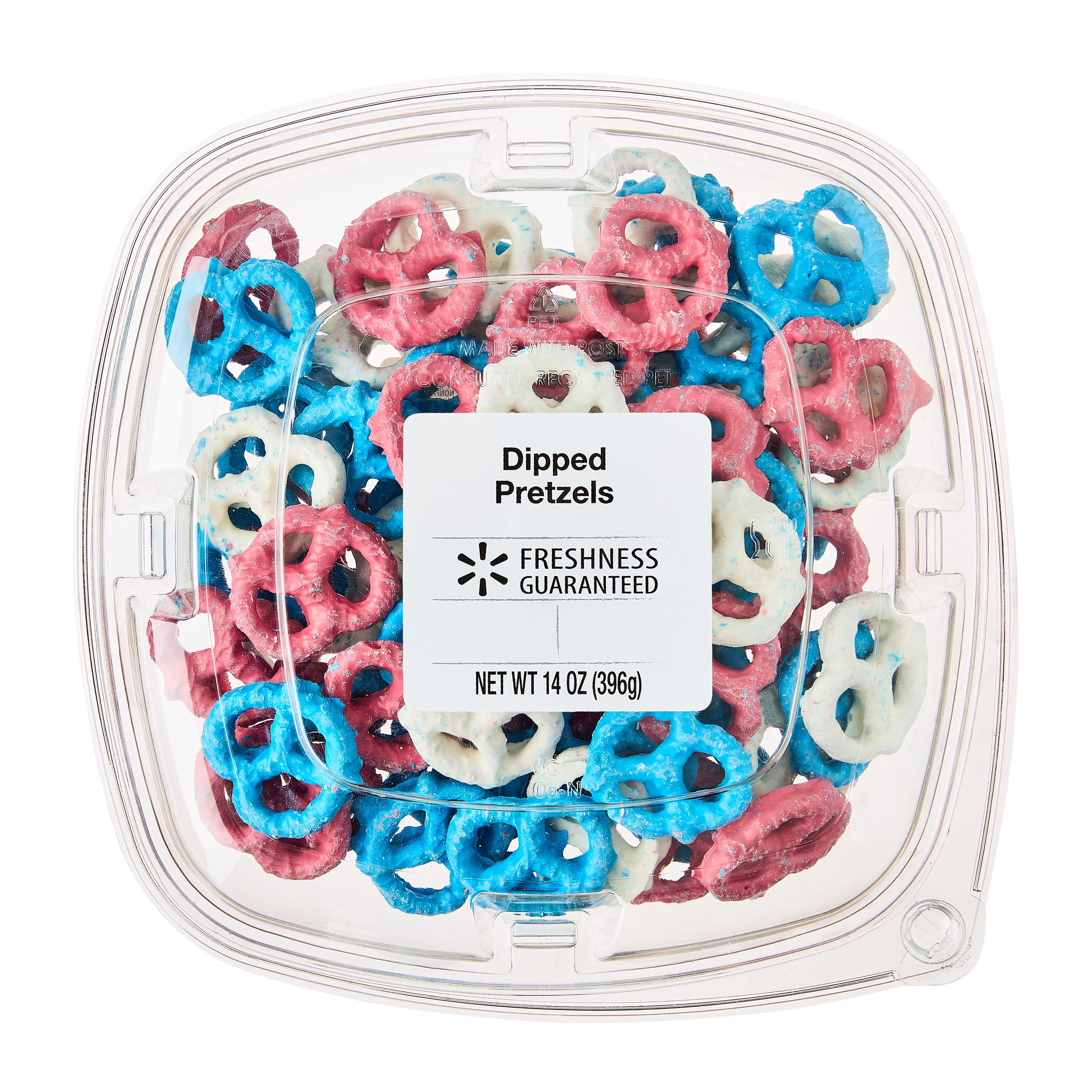 Freshness Guaranteed Patriotic Dipped Pretzel Twists, Ready to Eat, Reclosable Snack Bowl, 14 oz