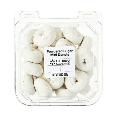 Freshness Guaranteed Powdered Sugar Mini Donuts, 14 oz Clamshell (Shelf Stable)