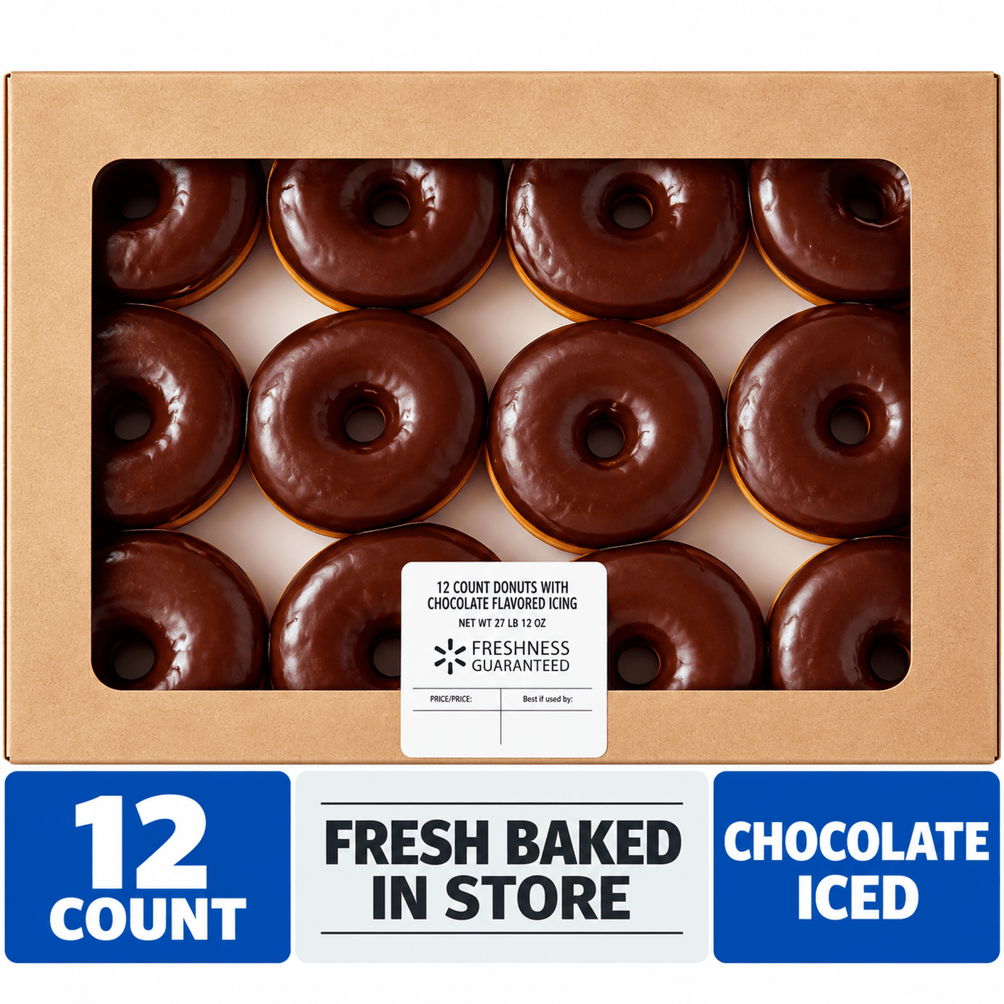 Freshness Guaranteed Regular Donuts with Chocolate Icing, 12 Count