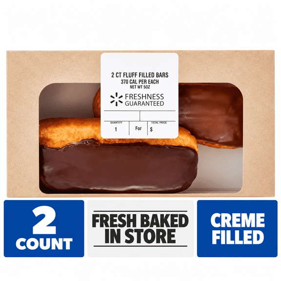 Freshness Guaranteed Regular Iced Fluff Filled Bar Donuts, 5 oz, 2 Count