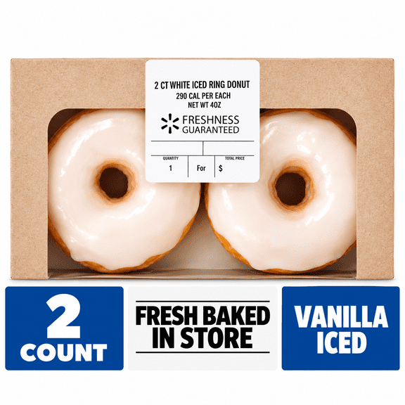 Freshness Guaranteed Regular Vanilla Iced Donuts, 4 oz, 2 Count