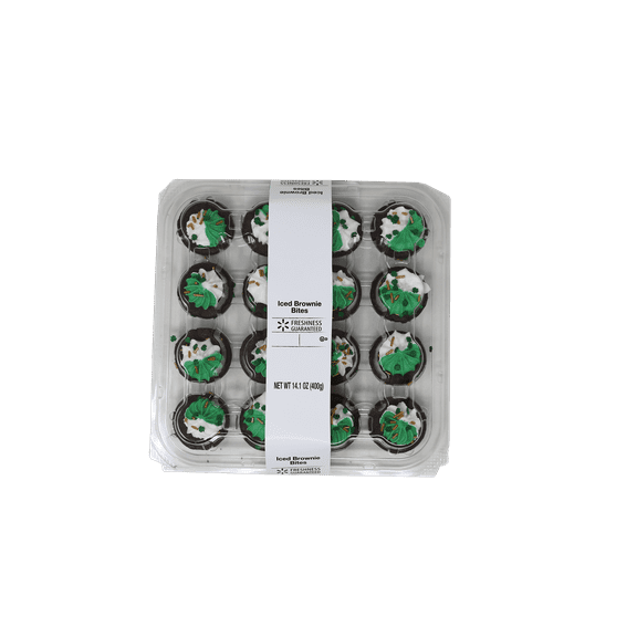 Freshness Guaranteed St. Patrick's Day Iced Brownie Bites, 14.1 oz, 16 Count (Bakery Fresh, Sweet Dessert)