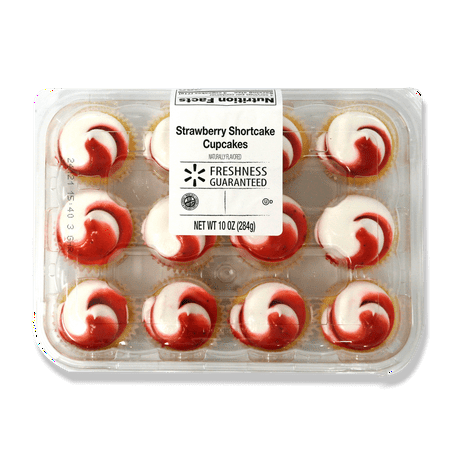 Freshness Guaranteed Strawberry Shortcake Mini Cupcakes with Strawberry and Vanilla Icing, 10 oz, 12 Count