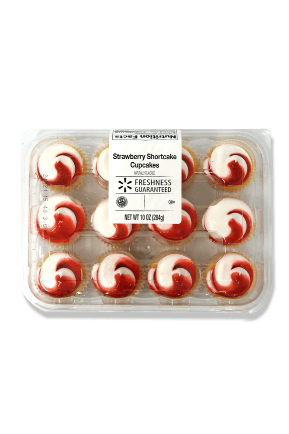 Strawberry Shortcake Mini Cupcakes with Strawberry and Vanilla Icing, 10 oz, 12 Count