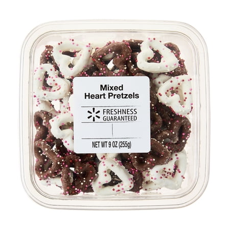 Freshness Guaranteed Valentine's Day Heart Pretzels, Chocolate And White Coated, 9 oz