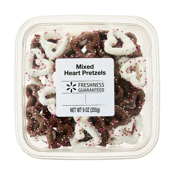 Freshness Guaranteed Valentine's Day Heart Pretzels, Chocolate And White Coated, 9 oz