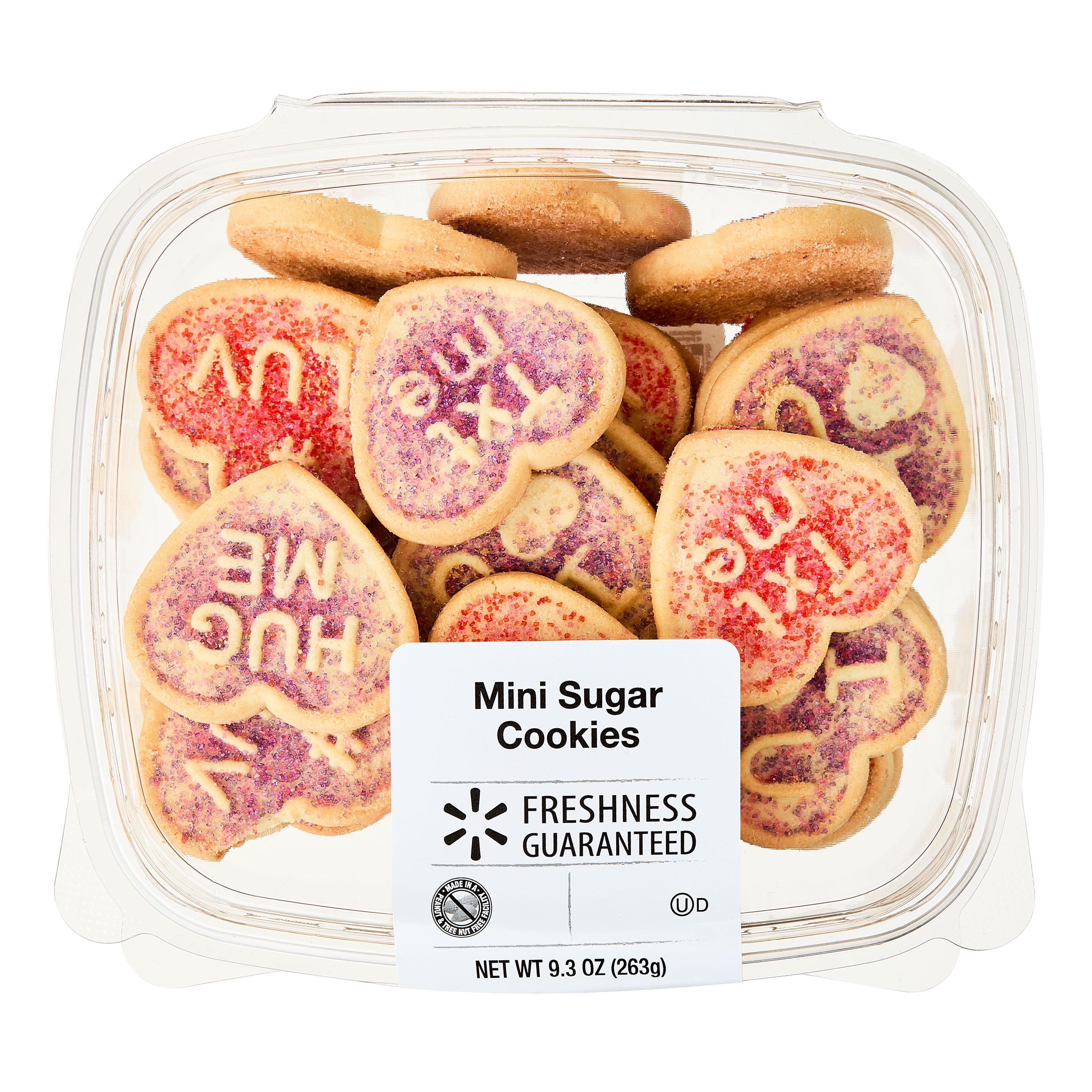 Freshness Guaranteed Valentines Heart Sugar Cookie, Crunchy, Baked