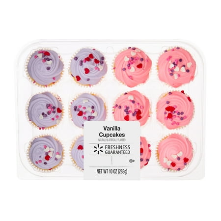 Freshness Guaranteed Valentine's Day Mini Vanilla Cupcakes, 10 oz, 12 Count