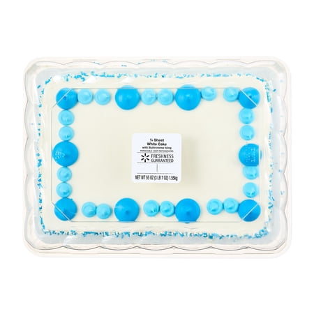 Freshness Guaranteed White Cake, Vanilla Naturally and Artificially Flavored Buttercream Frosting, 1/4 Sheet, Serves 18, 55 oz (Baked)