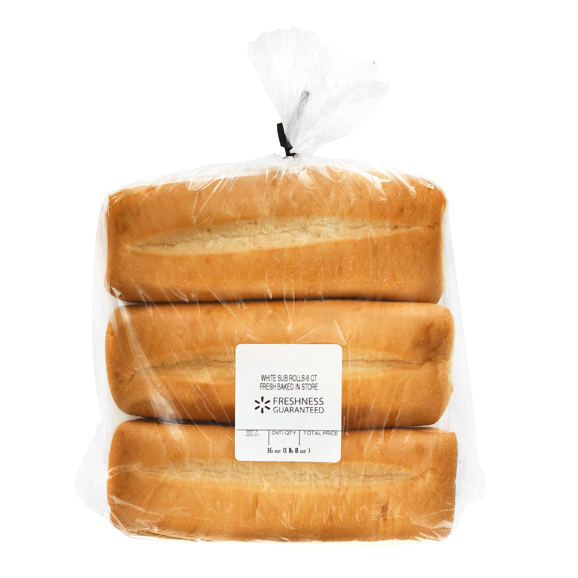 Freshness Guaranteed White Sub Rolls, 16 oz, 6 Count