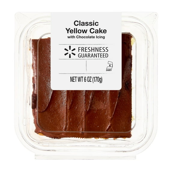 Freshness Guaranteed Yellow Cake Square, Chocolate Icing, Serves 2, 6oz (Refrigerated Cakes)