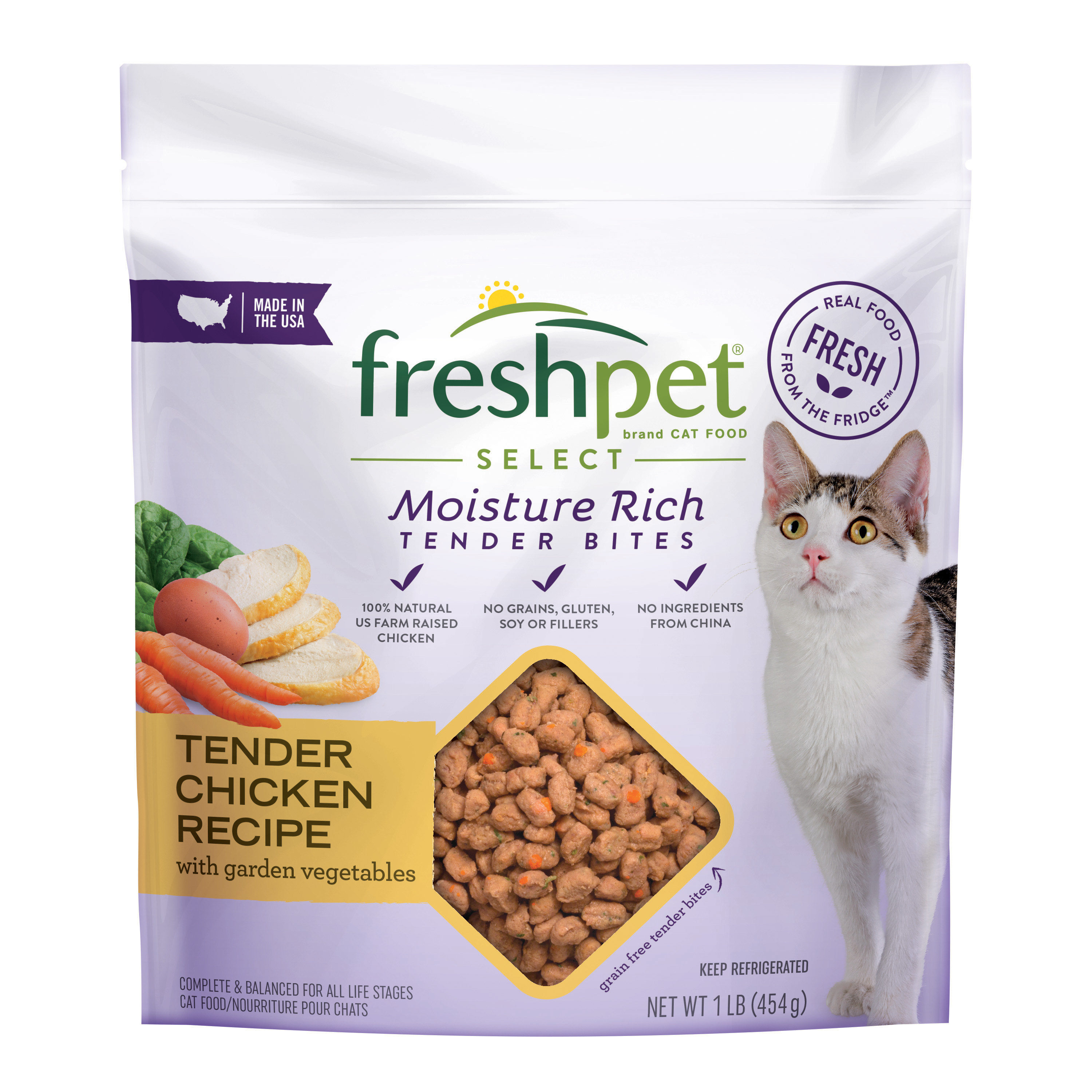 Freshpet Chicken & Vegetables Flavor Fresh Cat Food, Grain-Free, 1 lb. Pouch - image 1 of 7