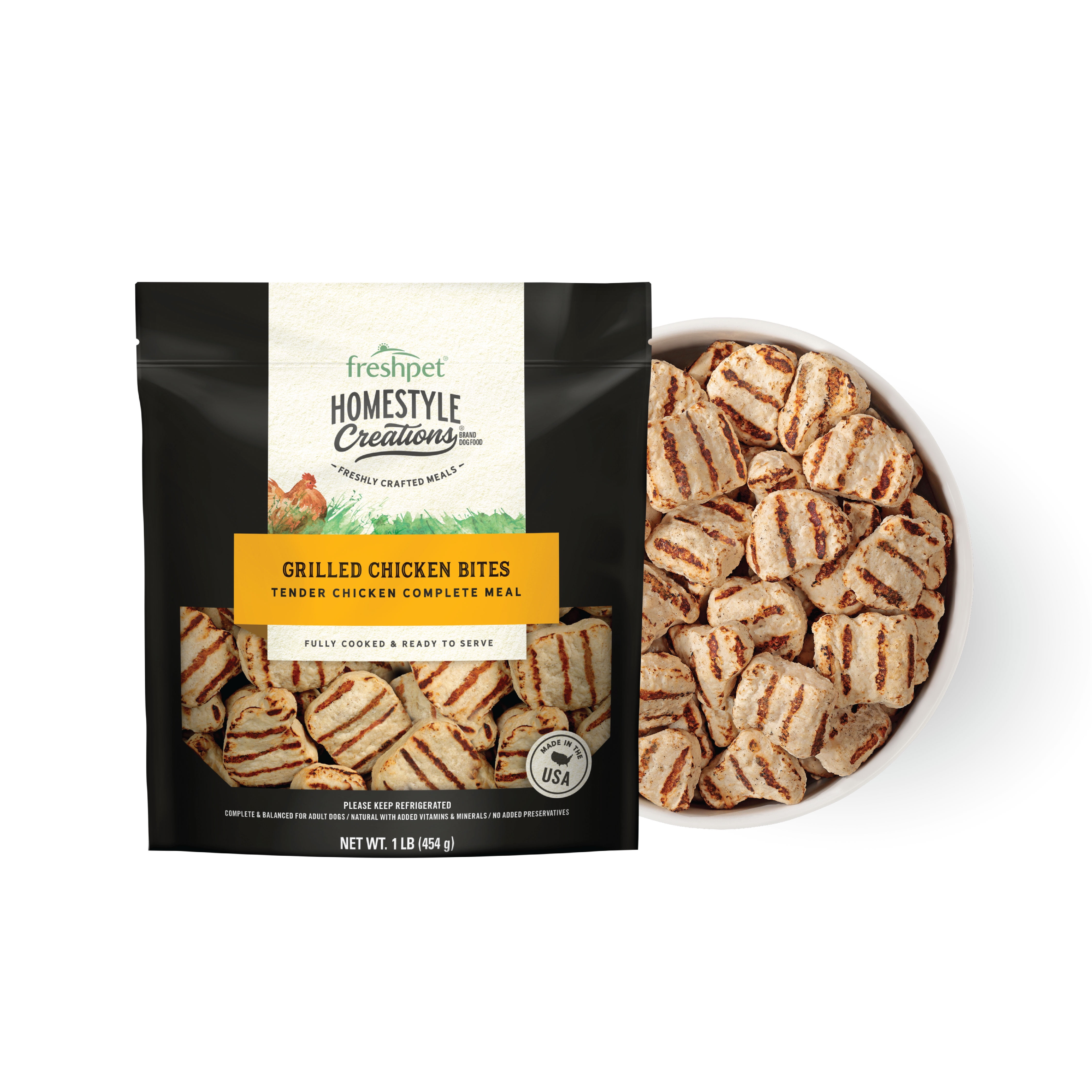 Freshpet Fresh Dog Food, Homestyle Creations Grilled Chicken Bites, 1 lb.