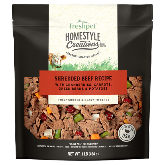 Freshpet Fresh Dog Food, Homestyle Creations Shredded Beef Recipe, 2lb.