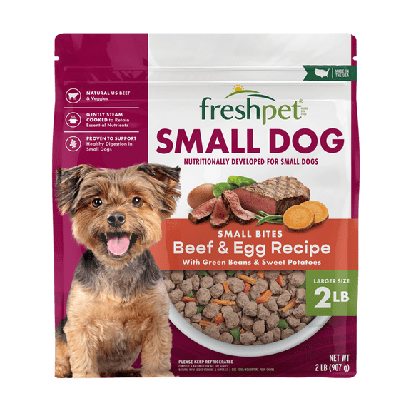 Freshpet Fresh Dog Food, Small Dog Bite Size Beef & Egg Recipe, 2lb.