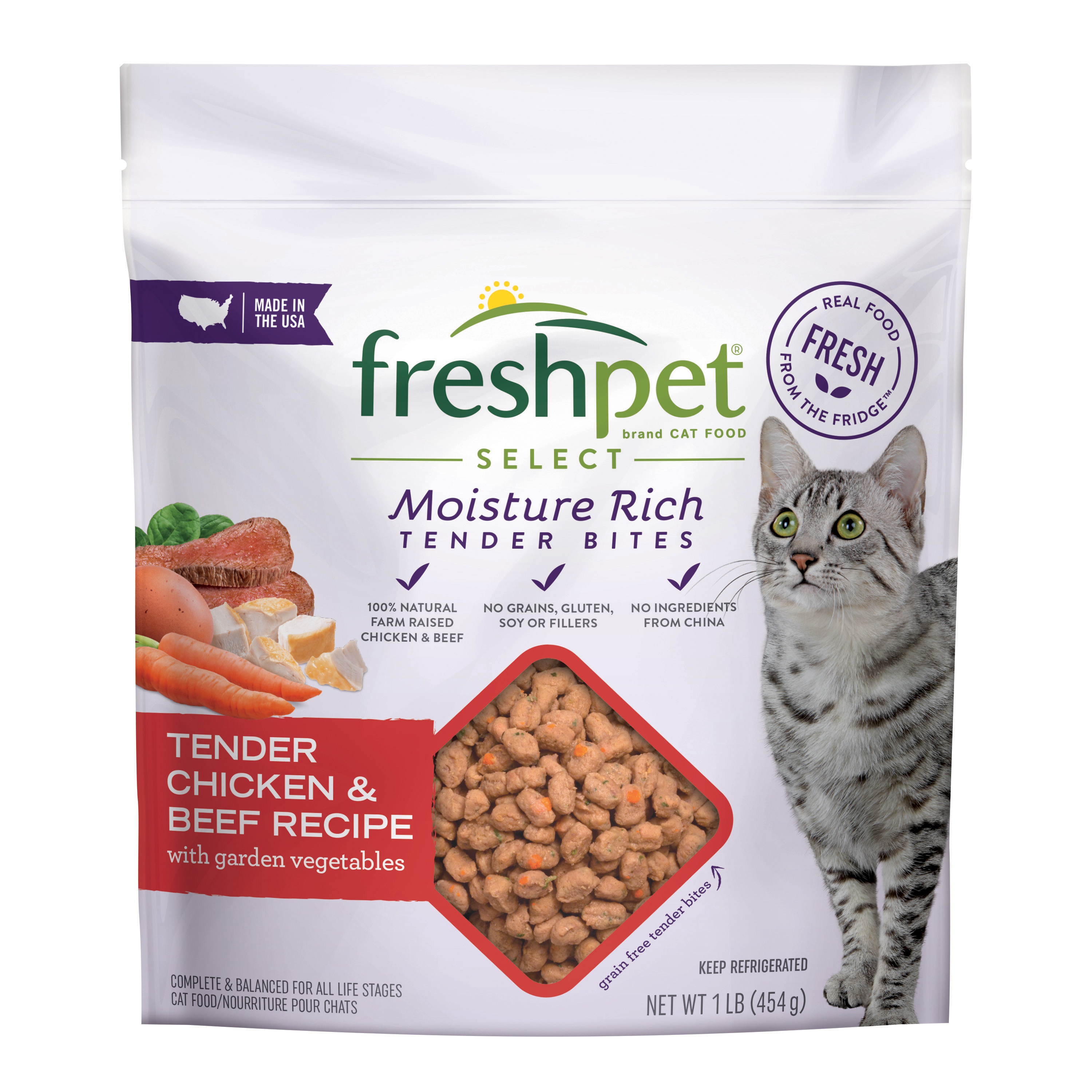 Freshpet Healthy & Natural Cat Food, Fresh Chicken & Beef Recipe, 1lb - image 1 of 6