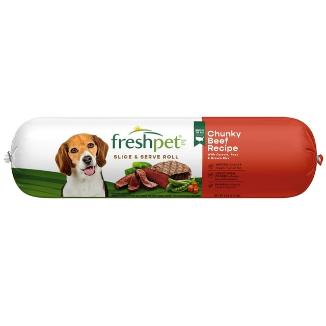 Freshpet Healthy & Natural Dog Food, Fresh Beef Roll, 6lb