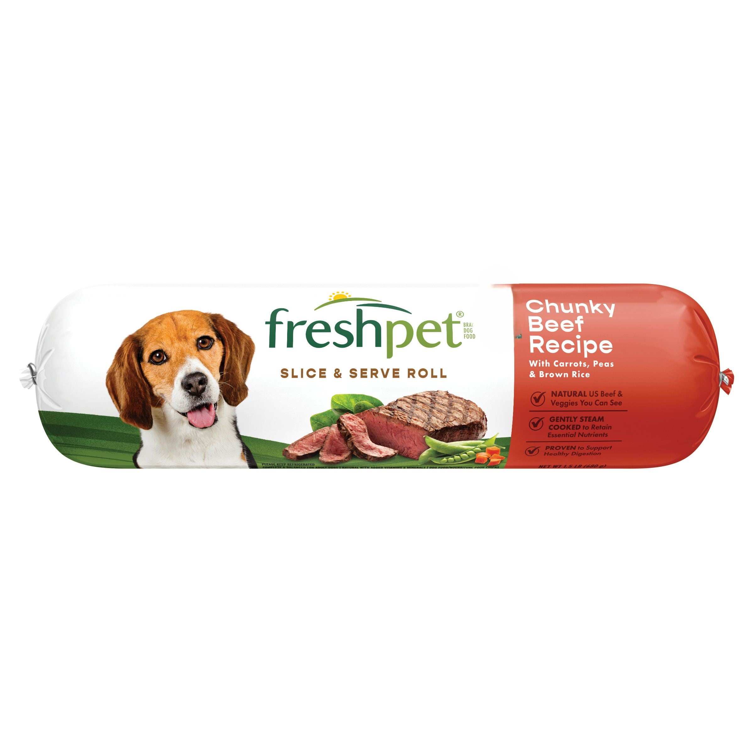 Freshpet Healthy Natural Dog Food Fresh Beef Roll 1.5lb Real Ingredients No Preservatives Walmart