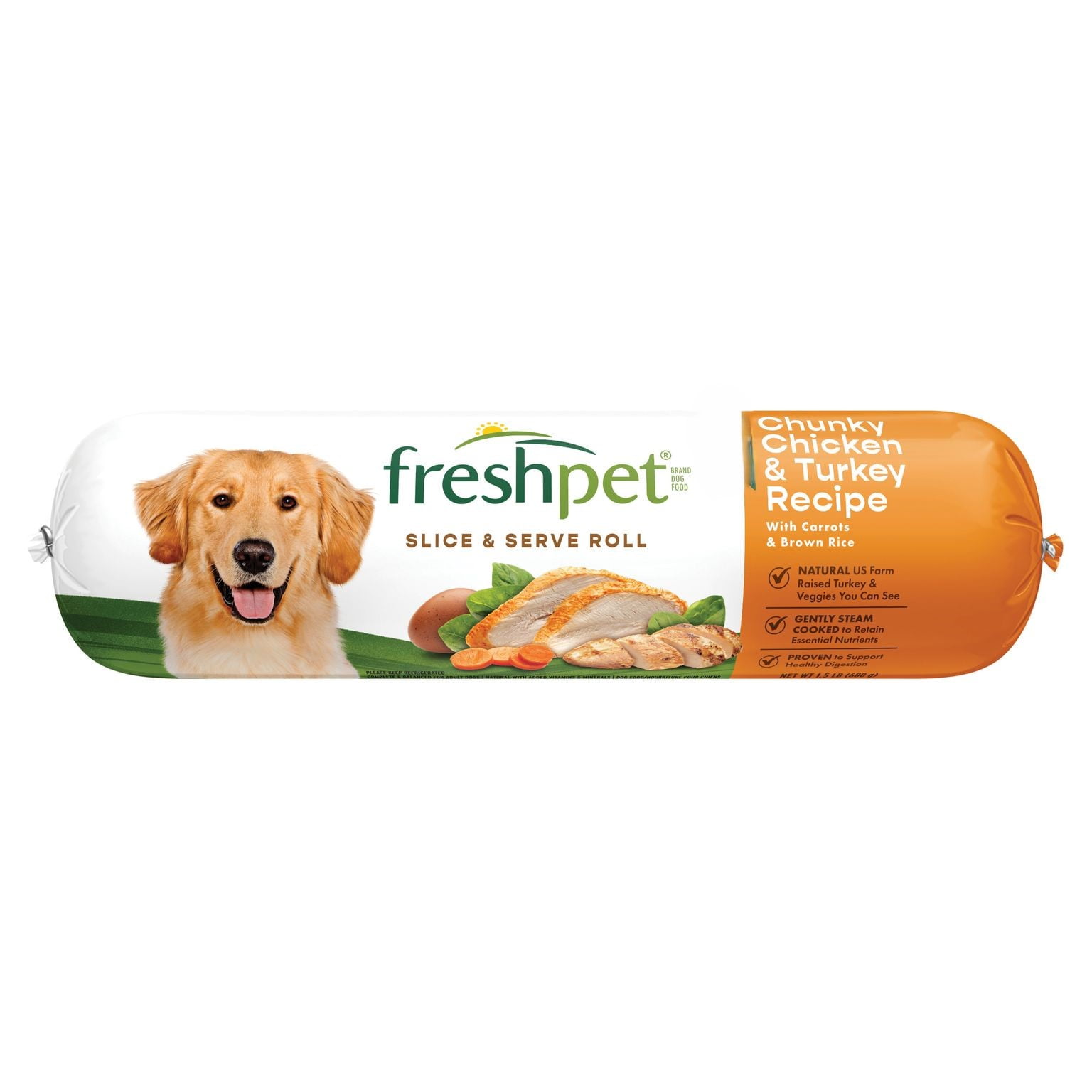 Freshpet Healthy Natural Dog Food Fresh Beef Roll 1.5lb Real Ingredients No Preservatives Walmart