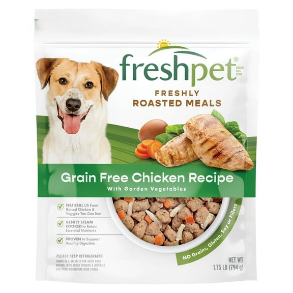 Freshpet Fresh Dog Food, Grain Free Chicken Recipe, Freshly Roasted Meals, 1.75 lb.