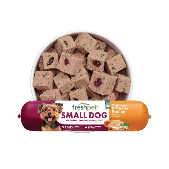 Freshpet Fresh Dog Food, Small Dog Chicken & Turkey Recipe, Slice & Serve Roll, 1 lb.