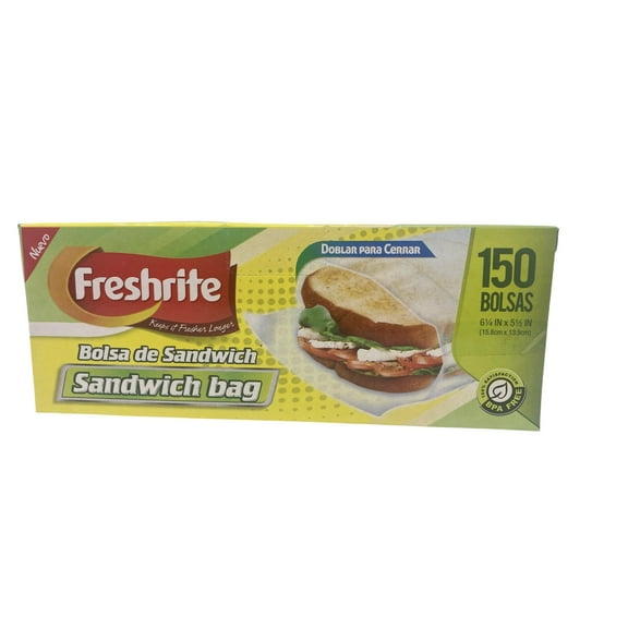 Freshrite Sandwich Bags, BPA-Free, Fold-Top, 6 1/4 x 5 1/2 inches, 150 Bags