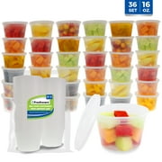 Freshware Food Storage Containers Plastic Deli Containers with Lids, Slime, Soup, Meal Prep Containers | BPA Free | Stackable | Leakproof | Microwave/Dishwasher/Freezer Safe (16 oz, 36-Set)