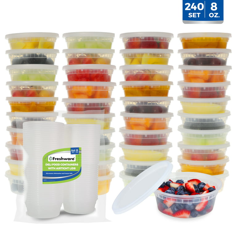 Freshware Food Storage Containers Plastic Deli Containers with Lids, Slime,  Soup, Meal Prep Containers | BPA Free | Stackable | Leakproof 