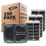 Freshware Meal Prep Containers [150 Pack] 3 Compartment with Lids, Food Containers, Lunch Box, Stackable, Bento Box, Microwave/Dishwasher Safe 32 oz