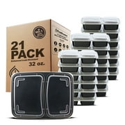 Freshware Meal Prep Containers [21 Pack] 2 Compartment with Lids, Food Storage Containers, Bento Box, BPA Free, Stackable, Microwave/Dishwasher/Freezer Safe (32 oz)