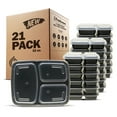 thumbnail image 1 of Freshware Meal Prep Containers [21 Pack] 3 Compartment with Lids, Food Storage Containers, Bento Box, Stackable, Microwave/Dishwasher Safe (32 oz), 1 of 7