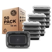 Freshware Meal Prep Containers [50 Pack] 1 Compartment Food Storage Containers with Lids, Bento Box, BPA Free, Stackable, Microwave/Dishwasher/Freezer Safe 16 oz