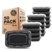 Freshware 1-Compartment Meal Prep Containers 50 pack - BPA Free, Stackable, Microwave/Dishwasher/Freezer Safe 16 Ounce