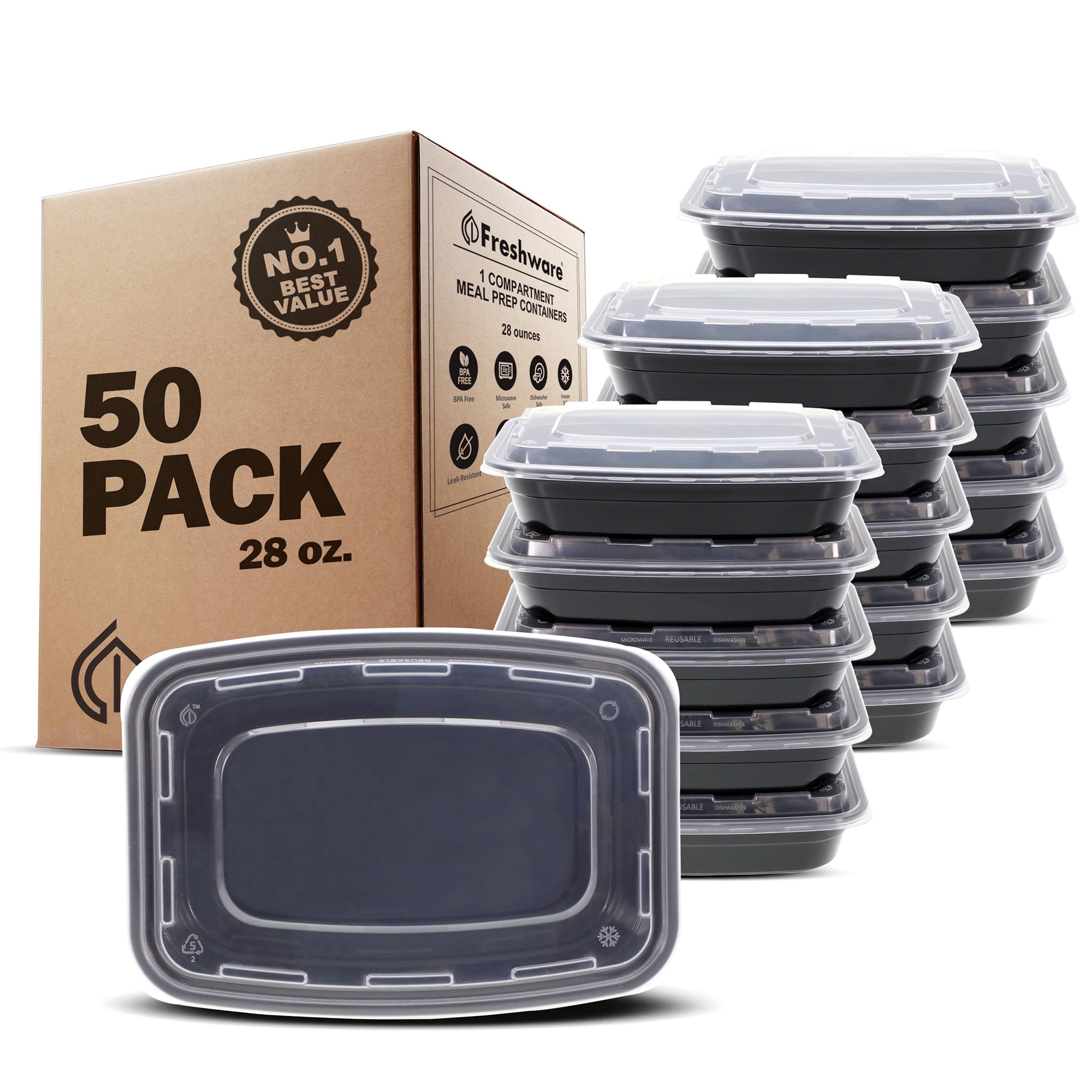 Kitcheniva Microwavable Meal Prep Food Container WIth 2 Compartment - Pack  of 50, Pack of 50 - Fry's Food Stores