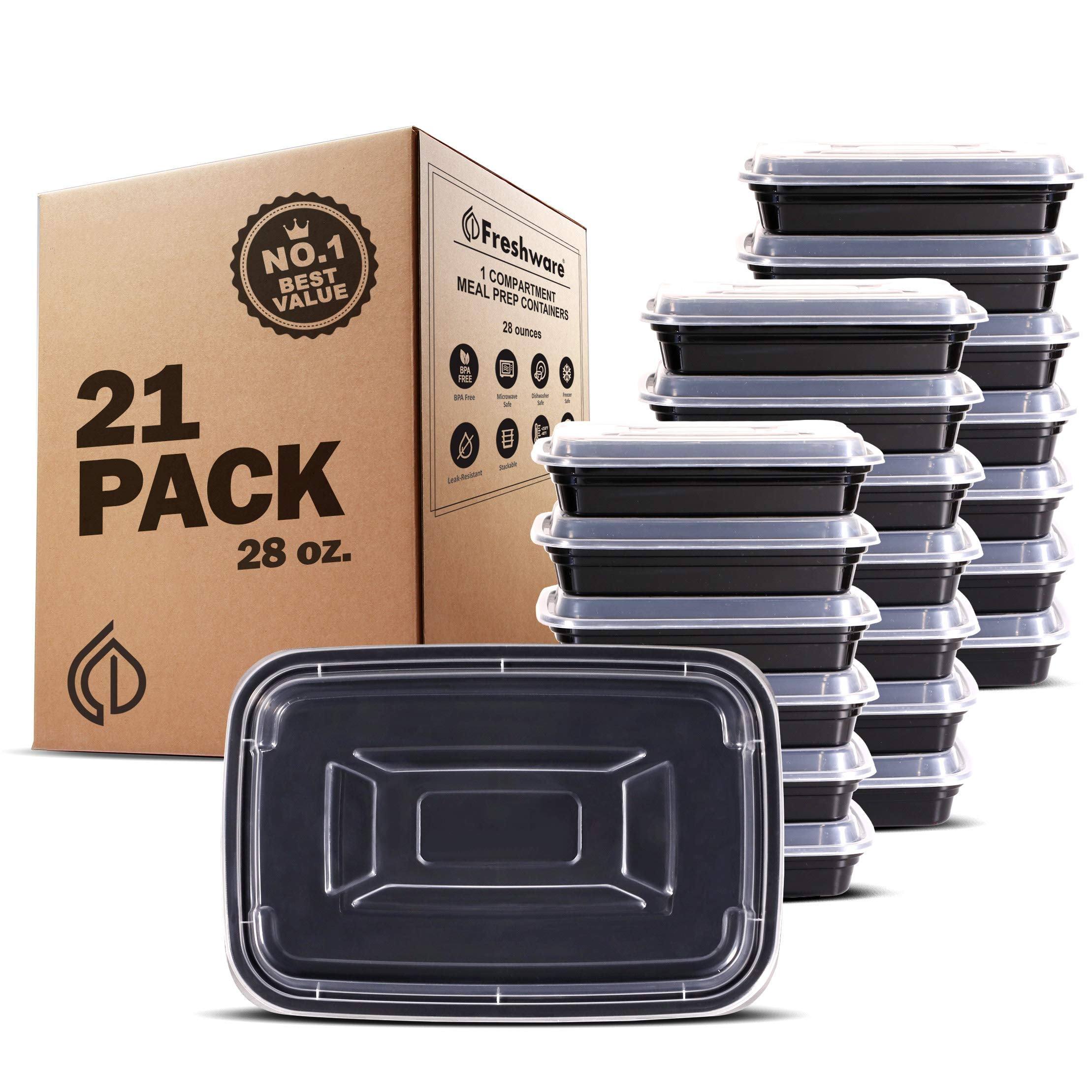 Freshware Meal Prep Containers, Bento Box, Plastic Containers