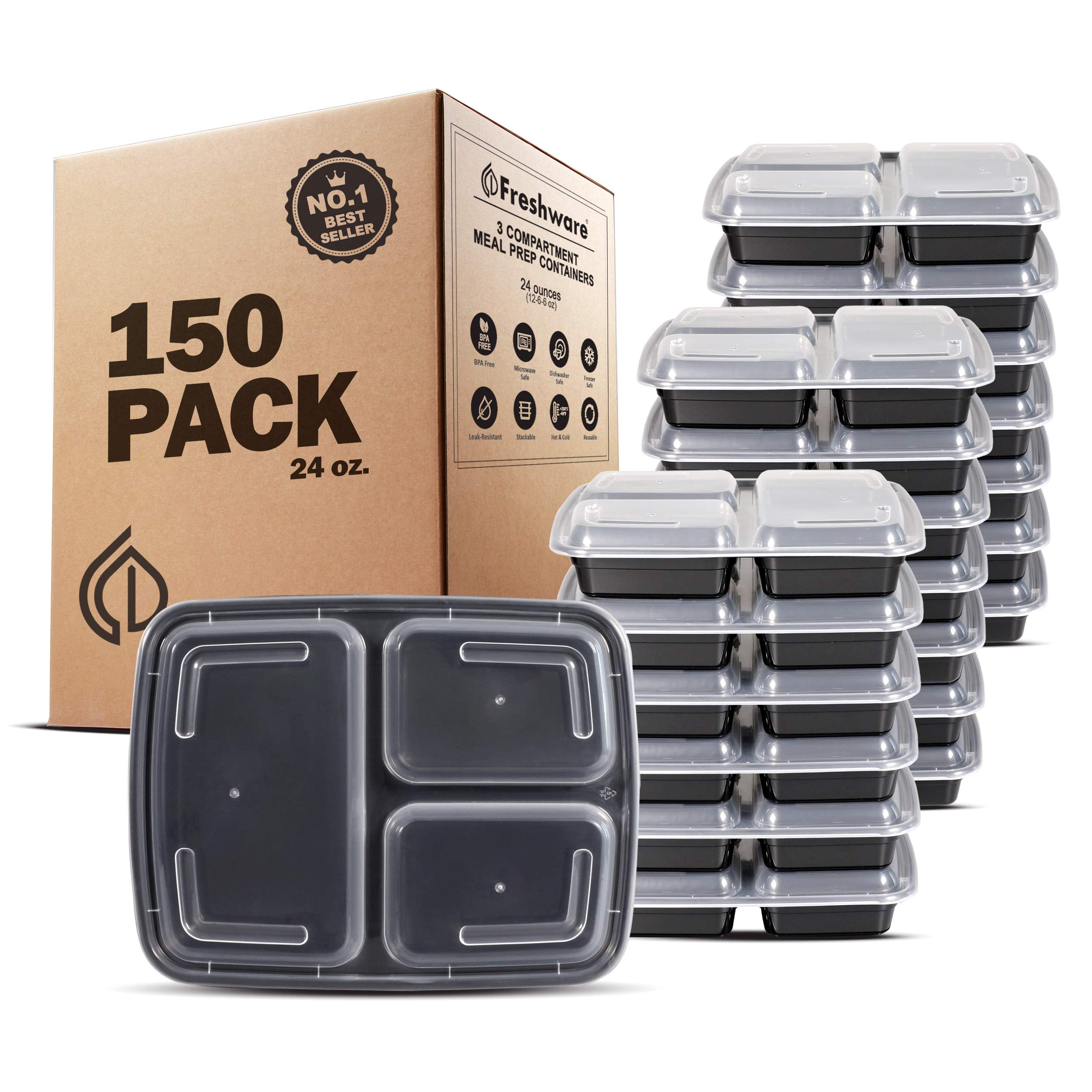 microwave food storage tray containers-3 compartment