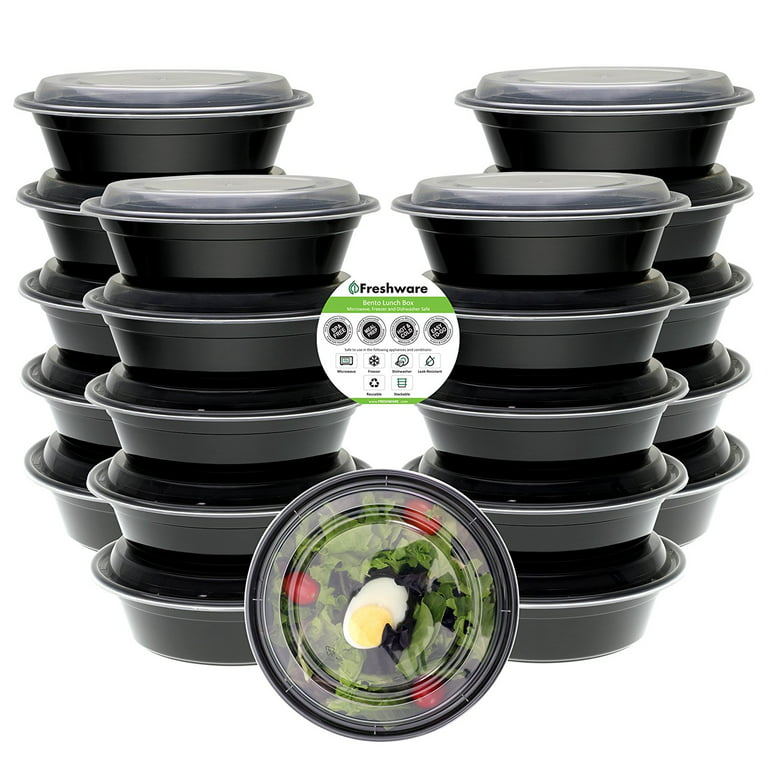 Freshware Meal Prep Containers [21 Pack] 3 Compartment with Lids