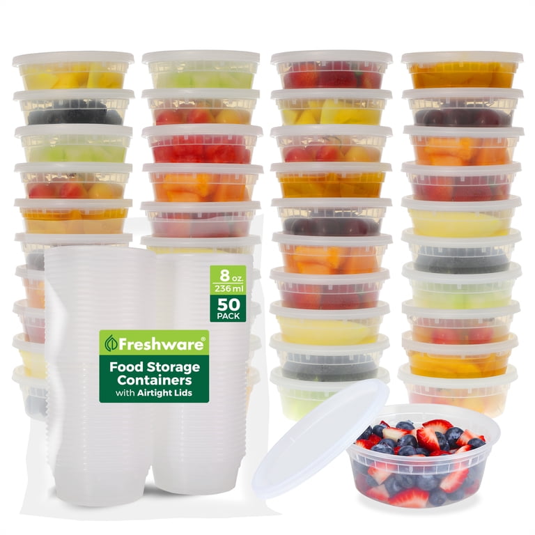 Lawei 80-Pack 8 Oz Plastic Deli Containers With Lids - BPA-Free, Freezer Safe, For Meal Prep, Soup, Leftovers